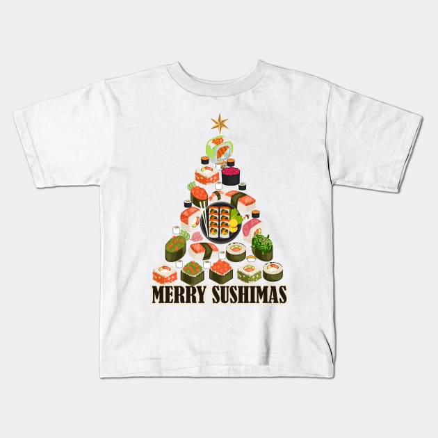 MERRY SUSHIMAS Kids T-Shirt by FERRAMZ